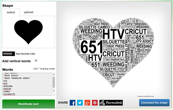 Early 2012 Wordificator web interface